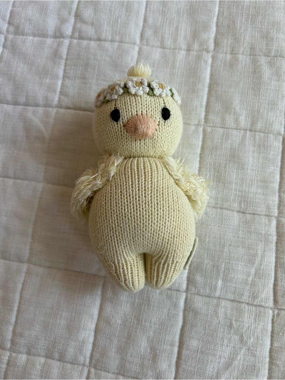 Cuddle and Kind Plush Knitted Yellow Chick Flower Crown Small Plush Toy